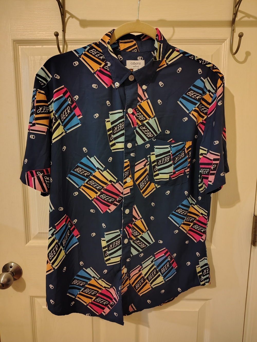 Cabana by Crown & Ivy Men's S Beer Can Button Down Shirt Multicolor Novelty
